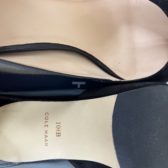 Cole Haan, Black Leather/Suede Heels, size 10.5 - Picture 2 of 3